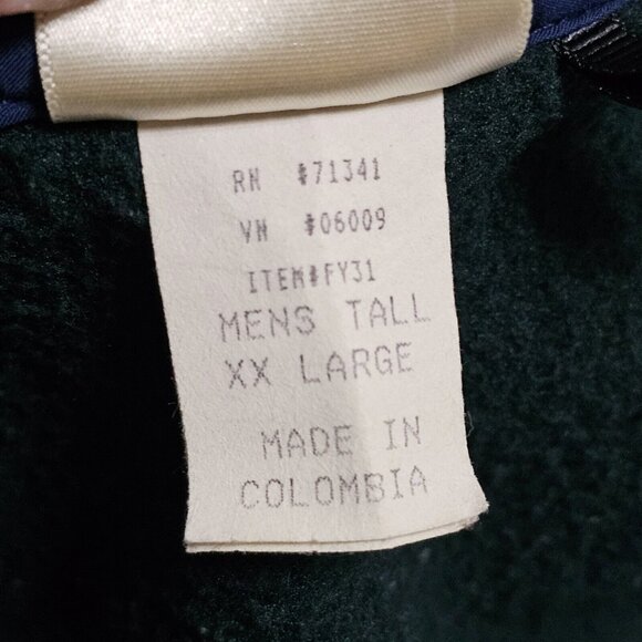 Vintage LL Bean Fleece Jacket Mens XXL Tall Forest Green Full Zip 2XLT FY31 - Picture 8 of 9